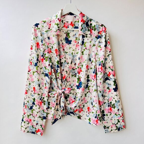 Cinq a sept Rou floral print wrap top , multi color, Size M - Picture 3 of 11